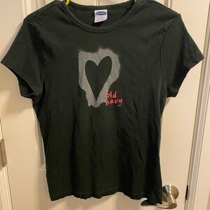 Vintage Old Navy XL Top Black Heart Baby T-shirt Juniors Shirt